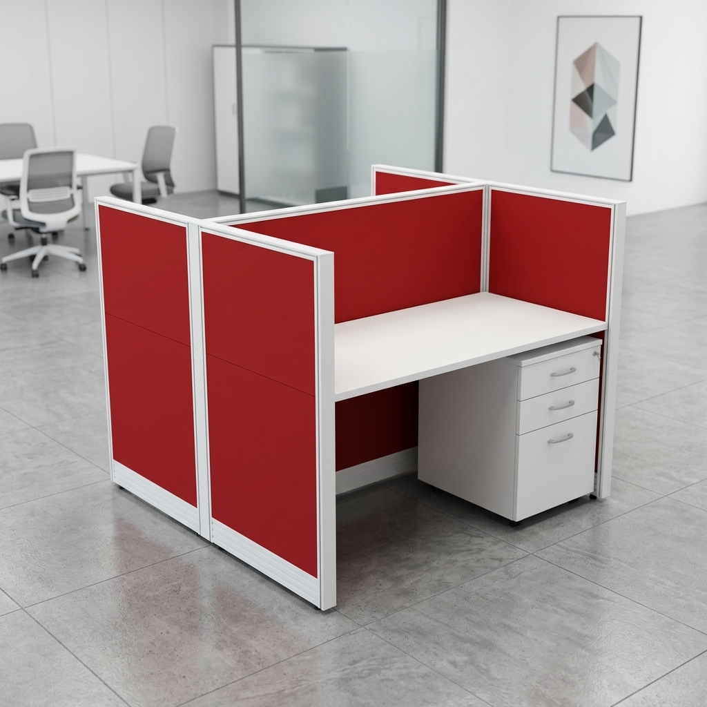 Partisi Kantor Full Fabric 2 Staff Hadap